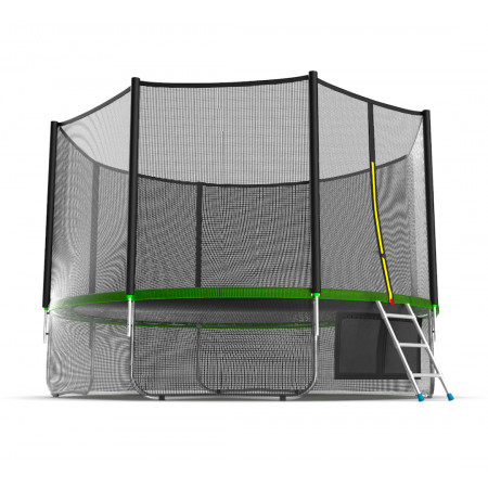 EVO JUMP External 12ft (Green) + Lower net. Батут с внешней сеткой и лестницей, диаметр 12ft (зеленый) + нижняя сеть