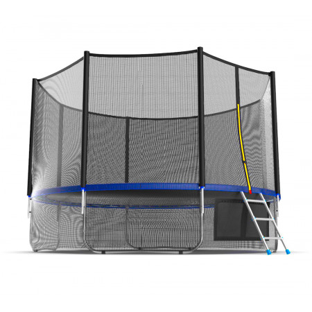 EVO JUMP External 12ft (Blue) + Lower net. Батут с внешней сеткой и лестницей, диаметр 12ft (синий) + нижняя сеть